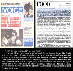 Village Voice Review (3/1/76) centerfold; Fruity's Restaurant