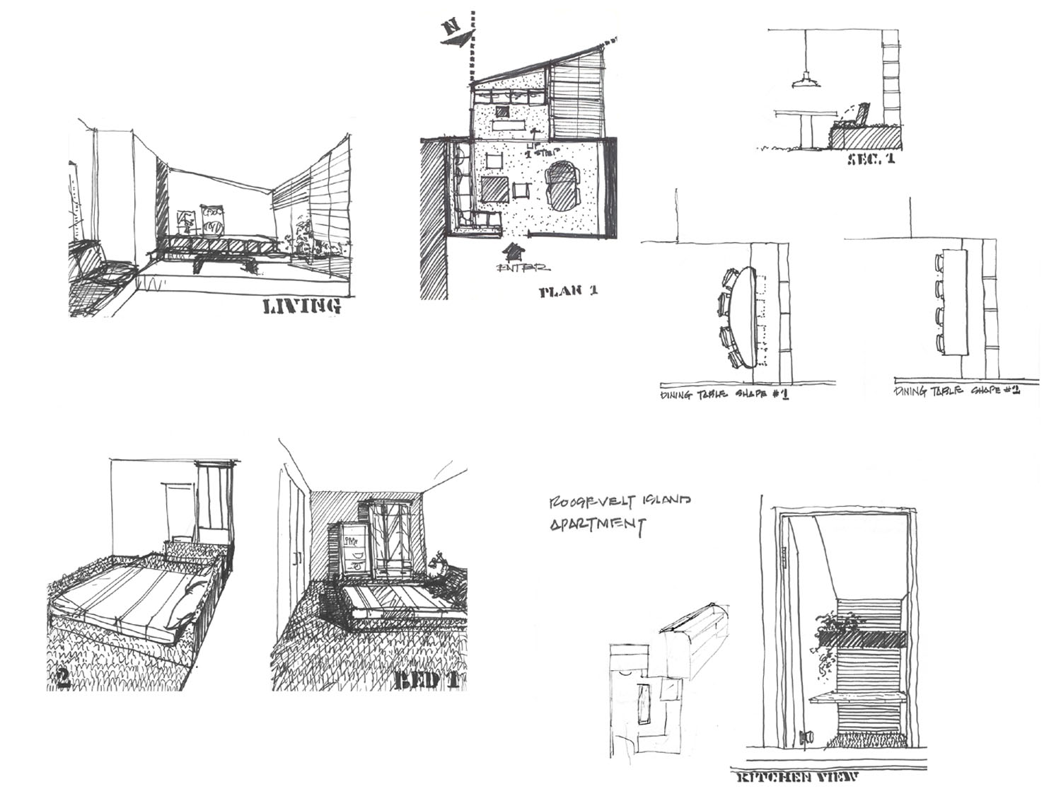 Roosevelt Island Apartment Design Development Sketches